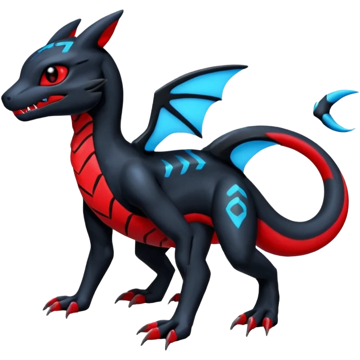 Guilmon-Salandit-Umbreon-Fakémon-hybrid-creature (full body)  emoji