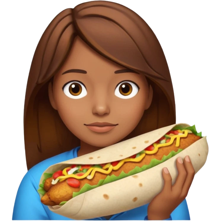 Girl with brown hair "resting chicken burrito face" emoji