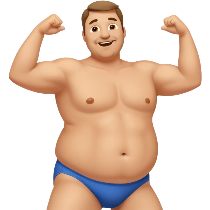 hot dad bod dancing, middle-aged man with slightly overweight body dancing enthusiastically emoji