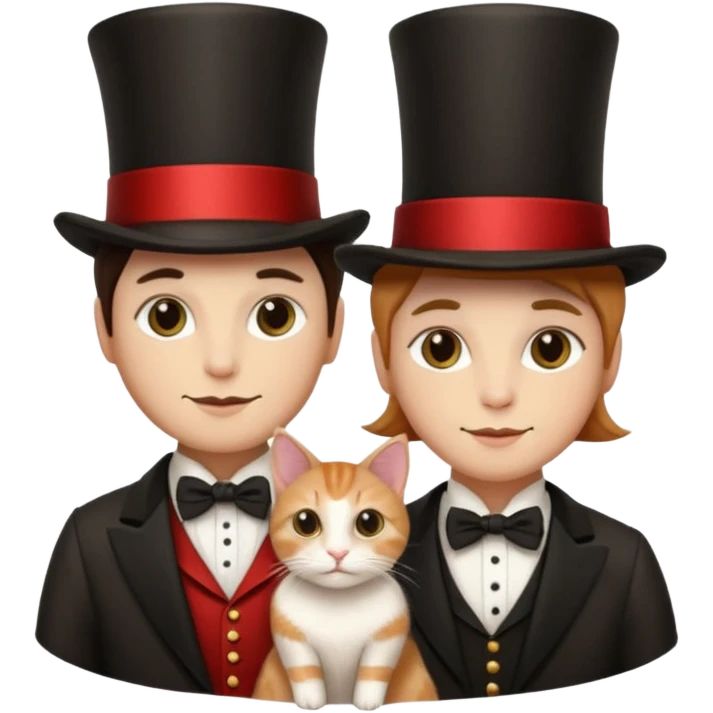 magician couple and their pet cat emoji
