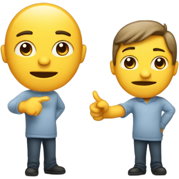 A person pointing at two different objects emoji