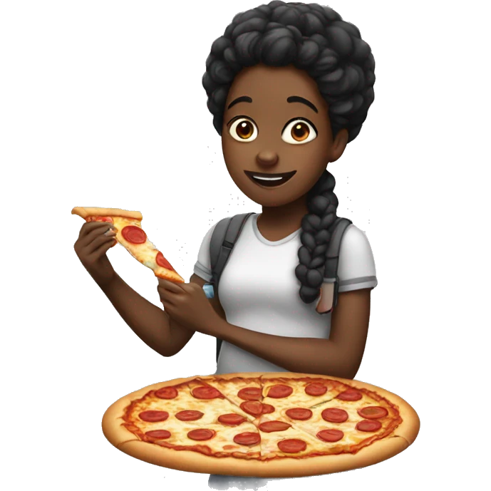 Black girl eating pizza emoji