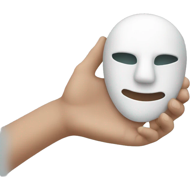 hand holding a mask emoji