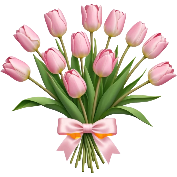 very pale pink tulips bouquet with light pink bow emoji