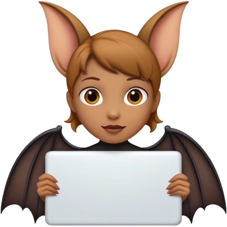 Girl bat holding large blank sign emoji