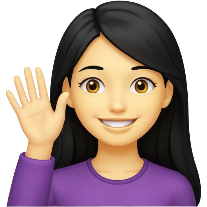 yellow smiling face girl with one hand flat under chin emoji