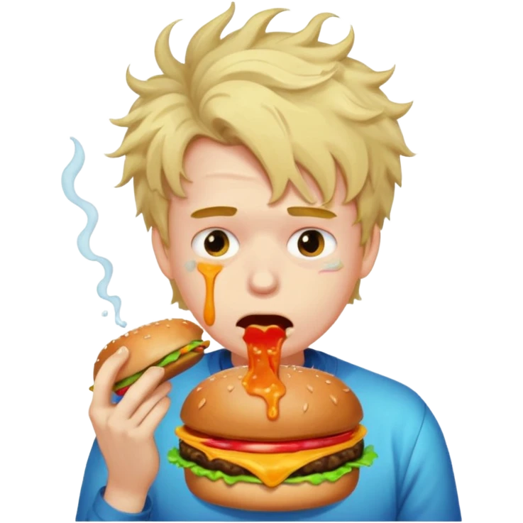 Guy with puking burgers emoji