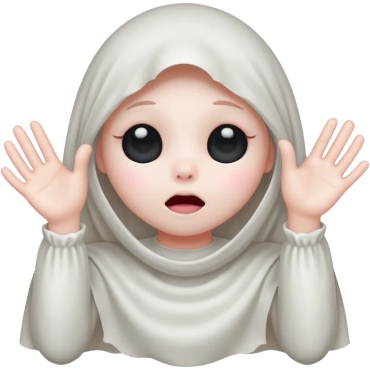 Okay those are wonderful, now make the ghost cover his eyes with cute little hands. Make sure the blush and the cuteness is retained emoji