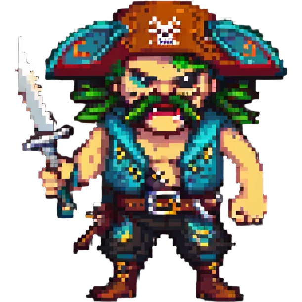 angry pirate with a knife in mouth emoji