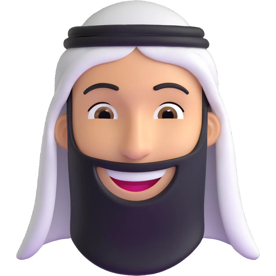 smile emoticon with a Arabic man head cover emoji