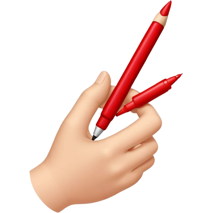 рука телесного цвета пишет красной ручкой emoji