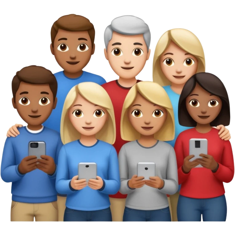 a group of people building a tech project together, looking happy emoji