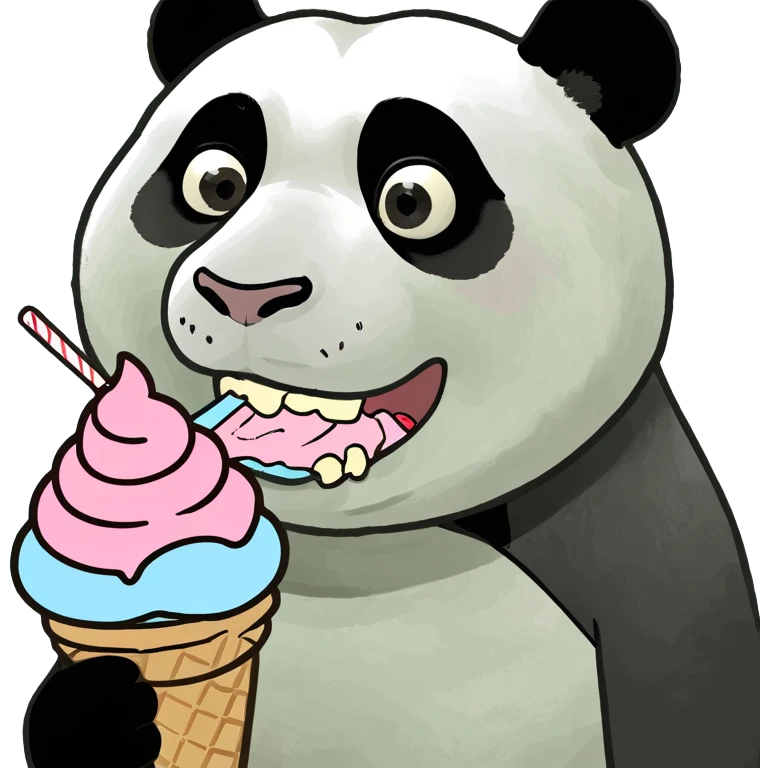 Panda eating ice cream emoji