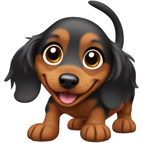 A long haired weenie dog happy peeing emoji