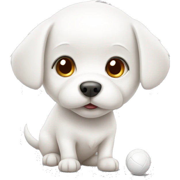 White little dog with ball emoji