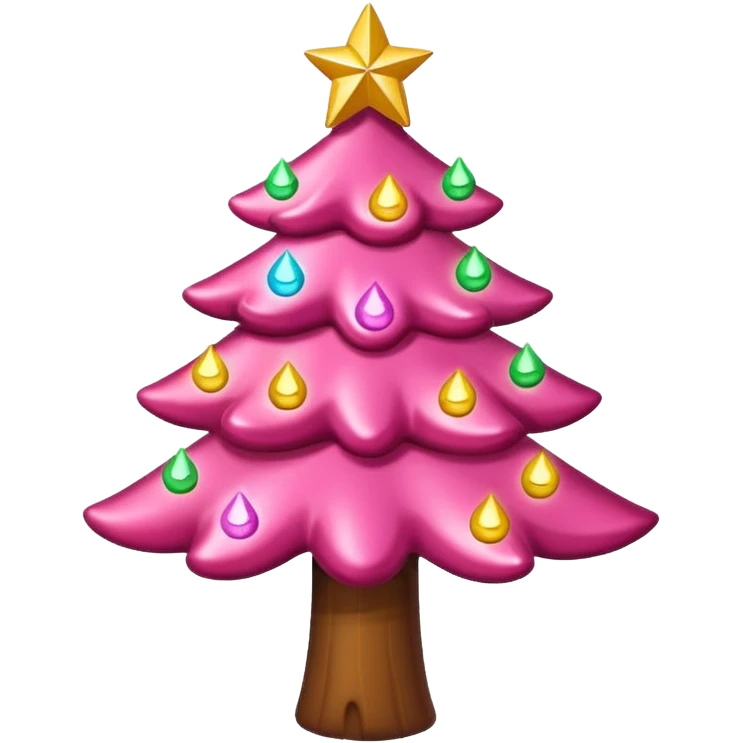 Crea un arbol de navidad en color rosa que parezca de caramelo Agrega luces navideñas has que la estrella  de arriba brille emoji