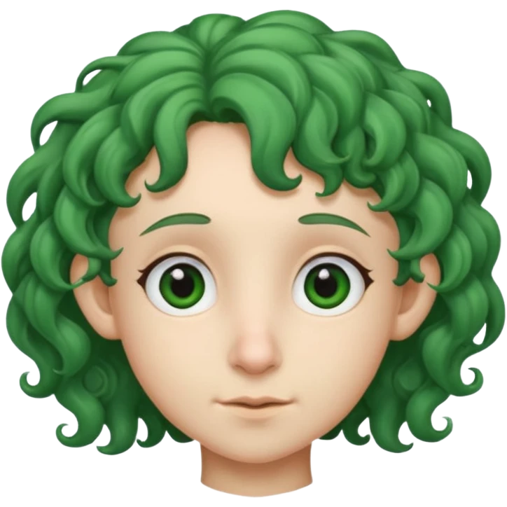 green curly  haired  big head accessory big nose mid size ear young emoji