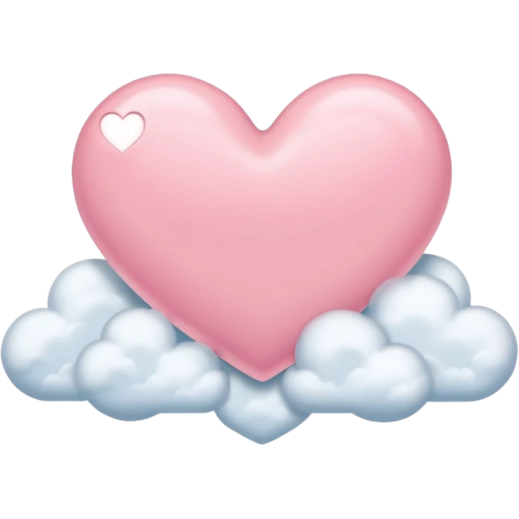 pastel pink heart floating on clouds iOS Apple emoji style emoji