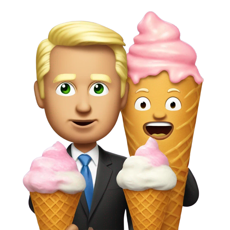 Trump eating ice cream with Elon musk emoji