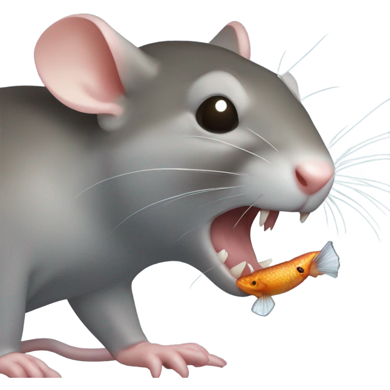 A rat eating a fish emoji