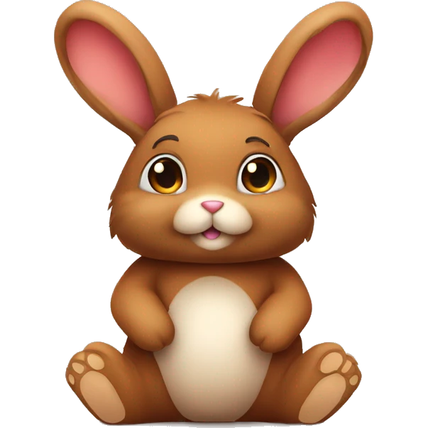 Cute feminine Fluffy brown rabbit teddy wearing red tshirt sitting floppy ears emoji