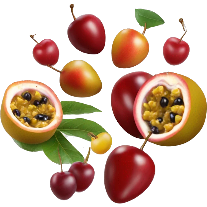 passion fruit cherries and cherries in a dove emoji
