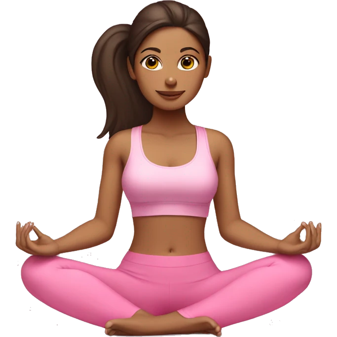 Brunette doing yoga pink outfit  emoji