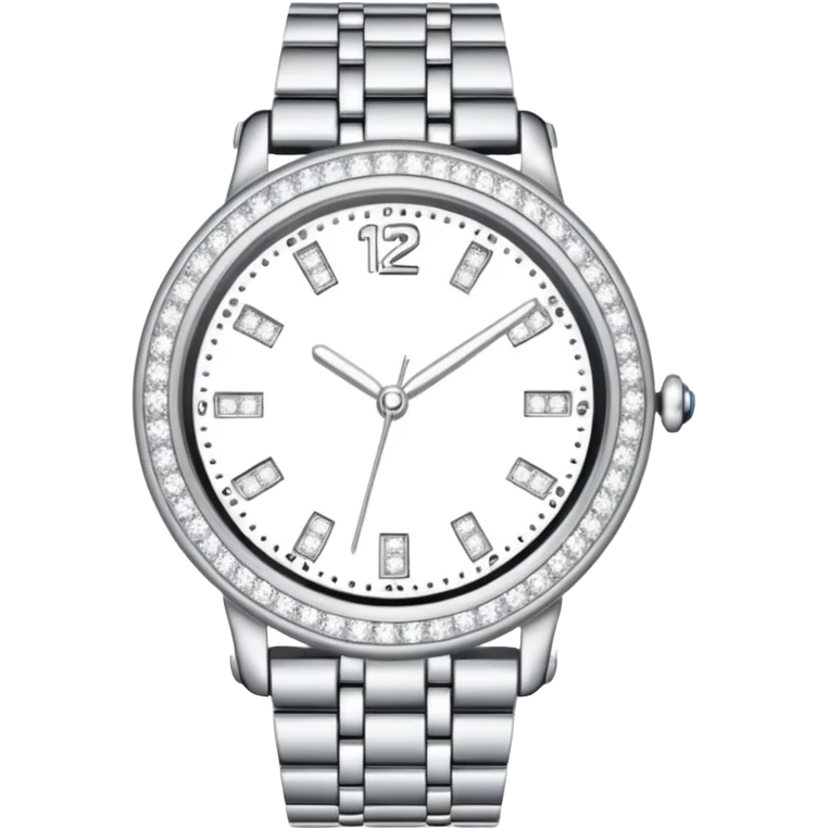 Crie um relógio de pulso prateado cravejado de diamantes  emoji