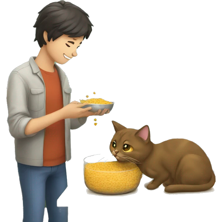 PET SHOP OWNER FEEDING HIS CAT emoji