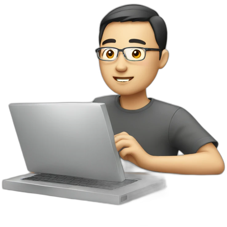 china man with laptop working emoji