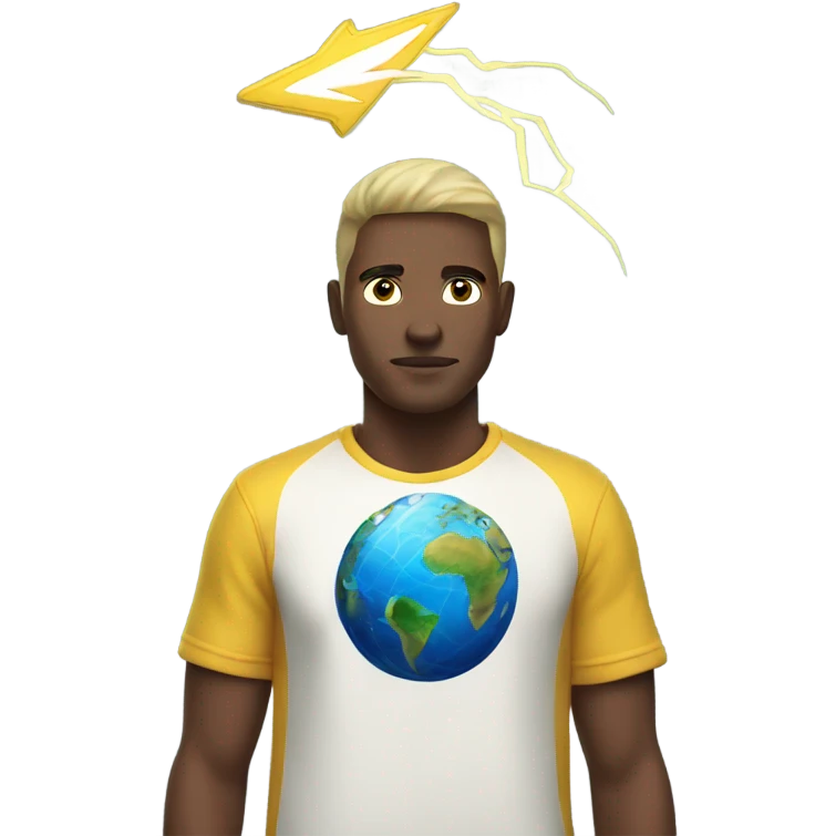 white man with lightning bolt and the earth on his shirt  emoji