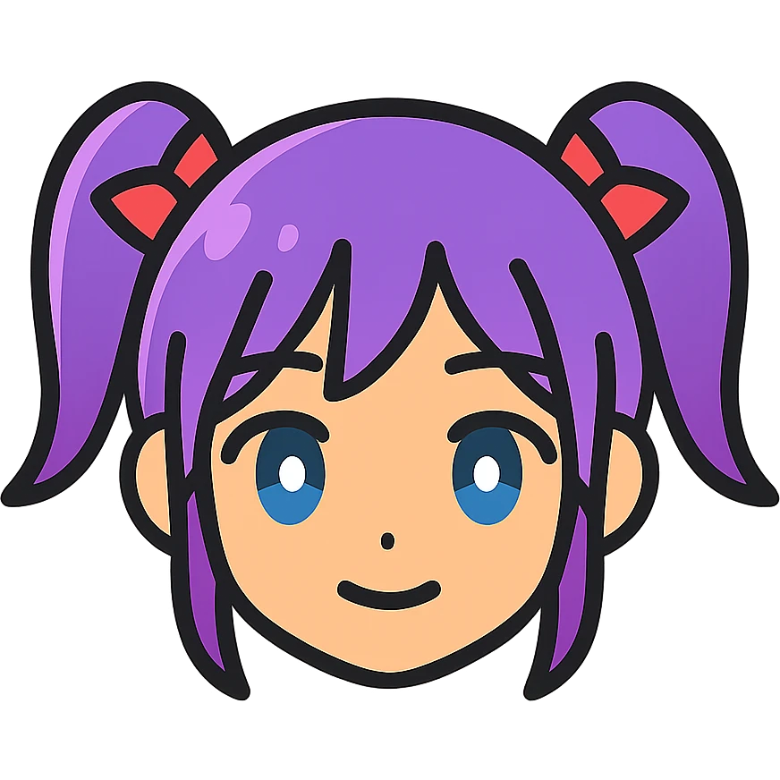 stylized anime girl head, icon format, soft gradients, bold outline, minimal details emoji