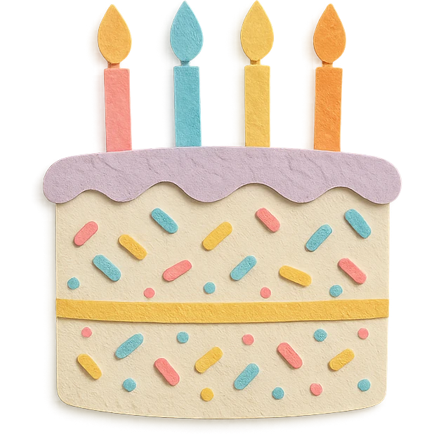 funfetti birthday cake with pastel sprinkles and candles emoji