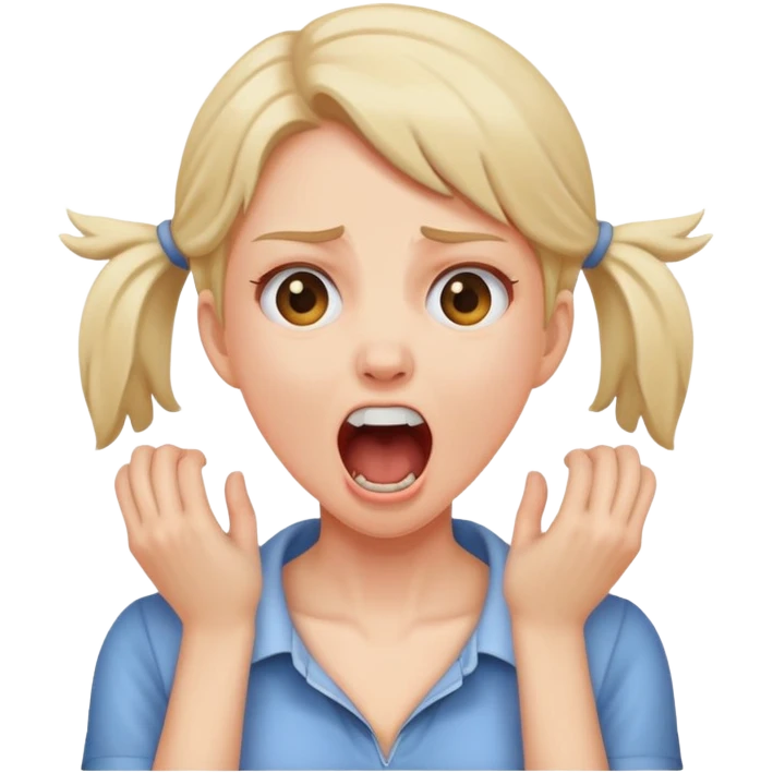A girl screaming and holding her neck  emoji