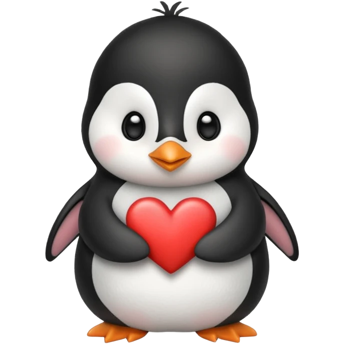 Cute penguin with holding heart emoji