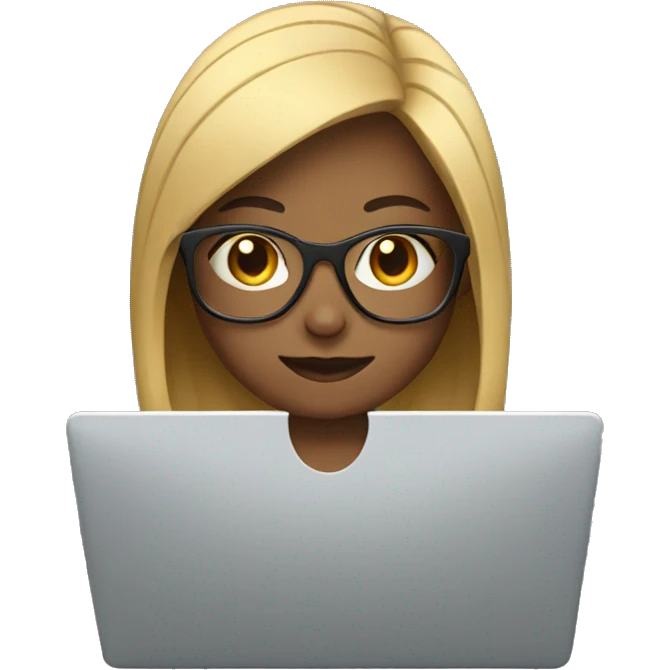 Girl with glasses working on a laptop   emoji