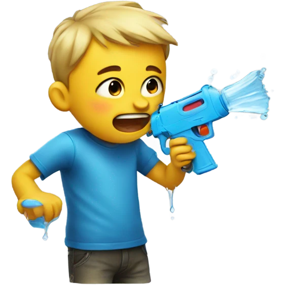 Kid crying with a water gun emoji