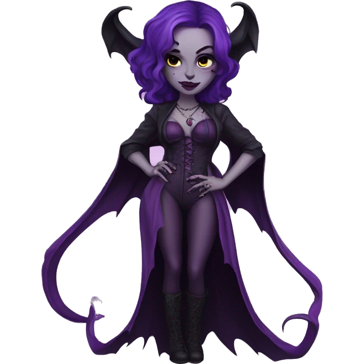 Gothic succubus girl with big purple outfitst  emoji