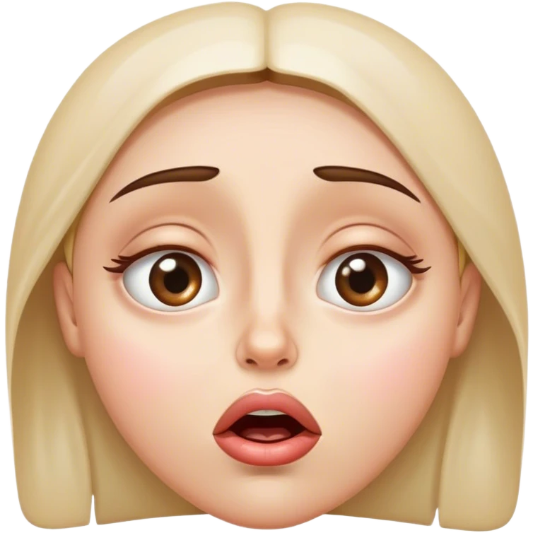 Huge, glossy eyes and slightly downturned lips, begging for something ridiculous. emoji