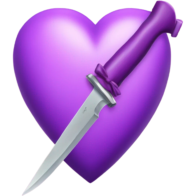 Make me a purple heart knife with a bow around it emoji