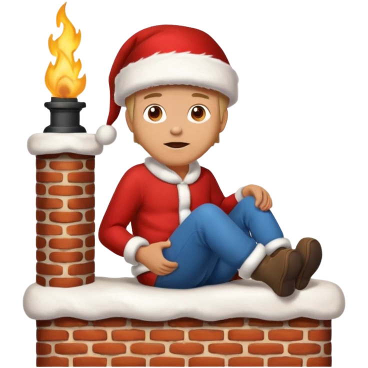 Cristmas male sit down on a chimney emoji