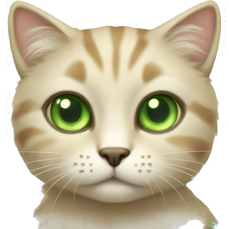 Beige cat with green eyes fluffy emoji