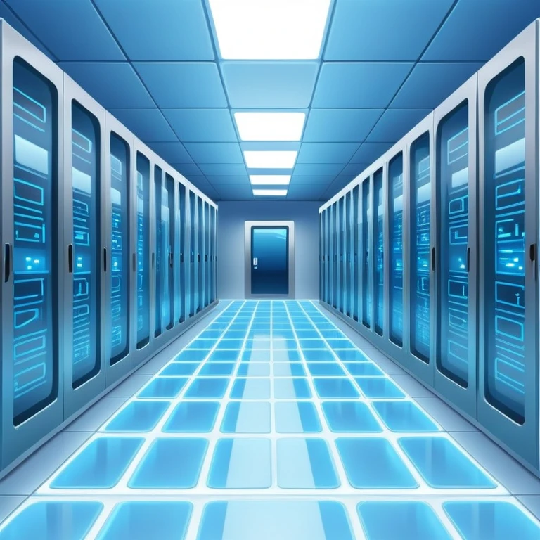Underground data center with glowing floor panels emoji