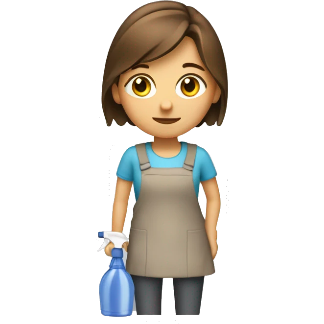 Cleaning girl with brown hair and holding a spray bottle  emoji