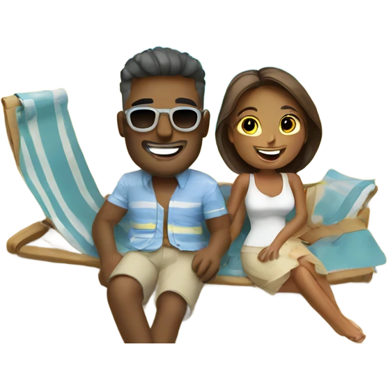 happy couple on vacation emoji