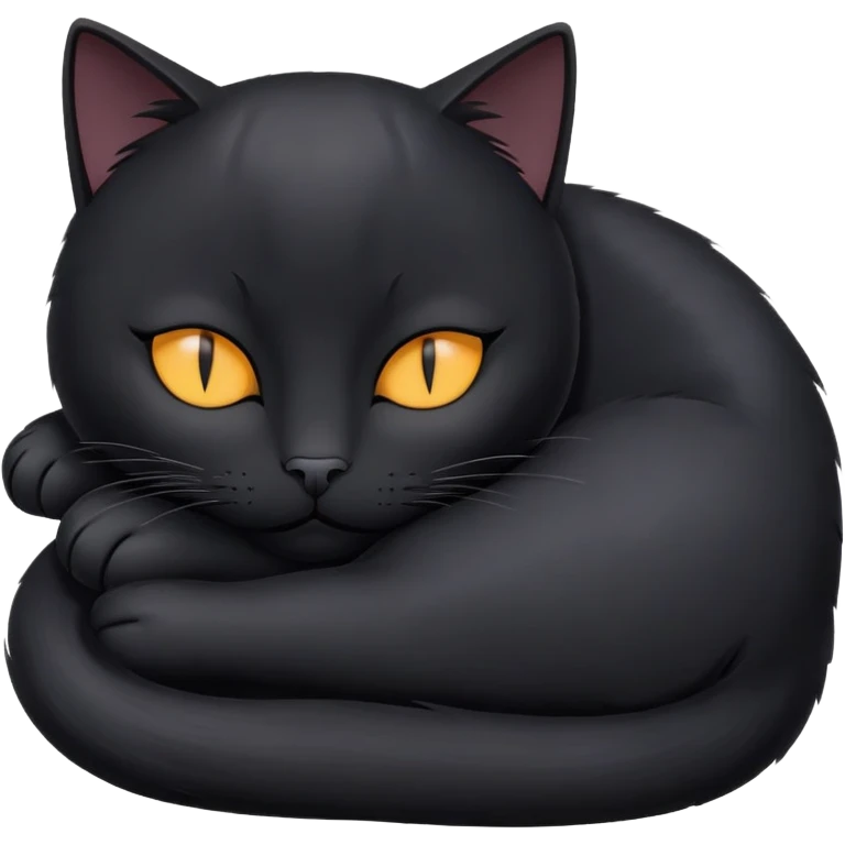 Black cat sleeping with gray eyes  emoji
