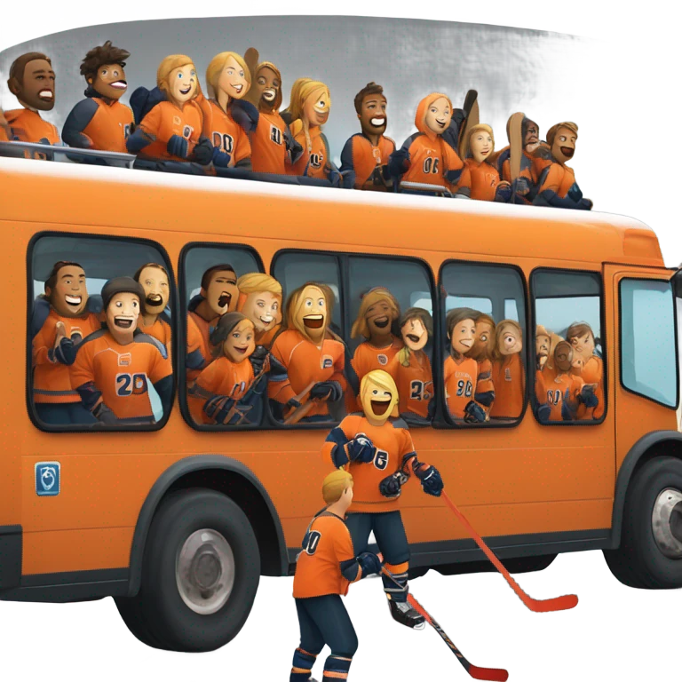 Hockey bus trip orange emoji