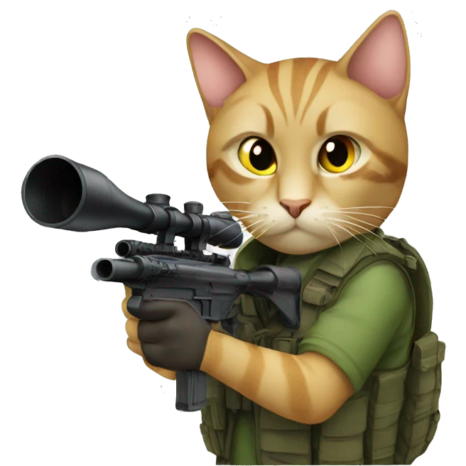 cat as a sniper  emoji