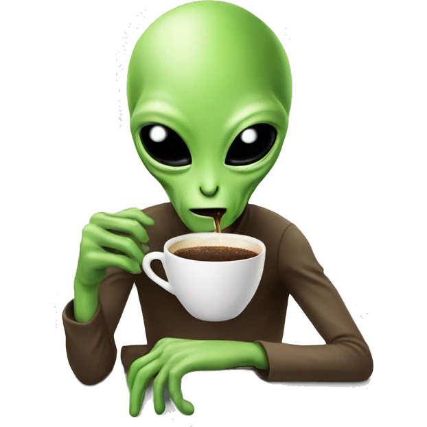 Alien drinking coffee emoji