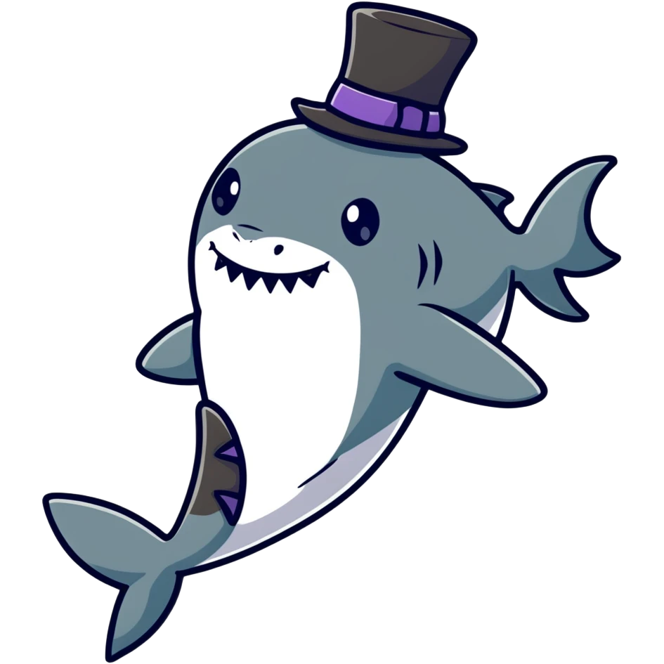 Shark with a top hat emoji